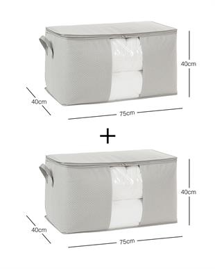 2li Mega Boy Pvc Pencereli Gri Balıksırtı Hurç Set 75 x 40 x 40 cm