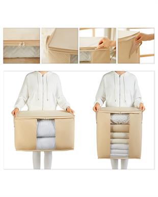 2li Pvc Pencereli Bej Balıksırtı Hurç Set 1 Adet 45 x 30 x 50 / 1 Adet 60 x 43 x 35 cm 