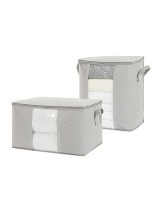 2li Pvc Pencereli Gri Balıksırtı Hurç Set 1 Adet 45 x 30 x 50 / 1 Adet 60 x 43 x 35 cm