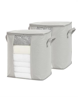 2li Pvc Pencereli Gri Balıksırtı Hurç Set 45 x 30 x 50 cm