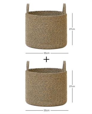 2li Siyah Kırçıllı Jüt Halat Sepet Set 35 x 27 cm