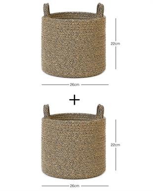 2li Siyah Kırçıllı Jüt Halat Sepet Set 26 x 22 cm