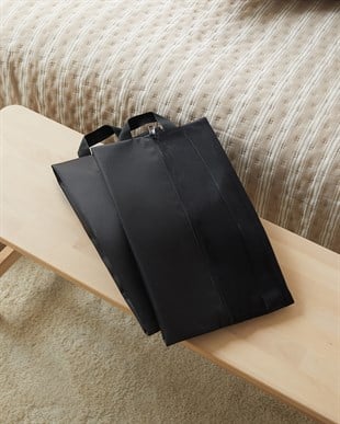 2li Siyah Renk Fileli Oxford Kumaş Ayakkabı Düzenleyici Taşıma Çantası Seti 22 x 40 x 9 cm