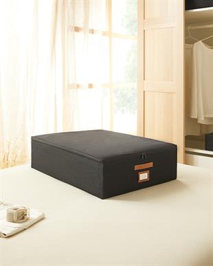 2li Siyah Renk Jüt Destekli Kutu Hurç Set  45 x 55 x 18 + 55 x 70 x 18 cm