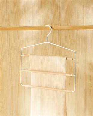 3 Katlı Ahşap Destekli Mat Beyaz Renk Metal Giysi Askısı 32 x 36.5 x 0.47 cm