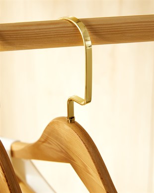 3lü Altın Kancalı Ahşap Görünümlü Plastik Giysi Askısı 25 x 44.5 x 1 cm