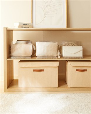 3lü Ayarlanabilir 4 Bölmeli Şeffaf Raf Düzenleyici Set 36 x 24 x 21 cm