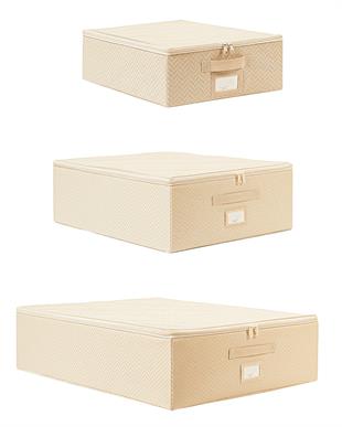 3lü Bej Balıksırtı Destekli Hurç Set 31 x 38 x 12 + 45 x 55 x 18 + 55 x 70 x 18 cm