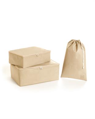 3lü Bej Renk Bavul İçi Düzenleyici Set