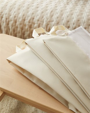 3lü Bej Renk Fileli Oxford Kumaş Ayakkabı Düzenleyici Taşıma Çantası Seti 22 x 40 x 9 cm