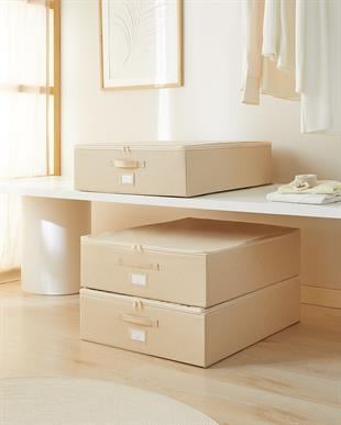 3lü Büyük Boy Bej Balıksırtı Destekli Hurç Set 55 x 70 x 18 cm