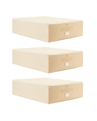 3lü Büyük Boy Bej Balıksırtı Destekli Hurç Set 55 x 70 x 18 cm