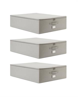3lü Büyük Boy Gri Balıksırtı Destekli Hurç Set 55 x 70 x 18 cm