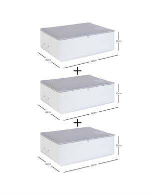 3lü Büyük Boy Gri Renk Stuff & Things Baza Altı Hurç Set 62 x 46 x 22 cm