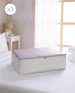 3lü Büyük Boy Gri Renk Stuff & Things Baza Altı Hurç Set 62 x 46 x 22 cm