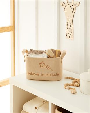 3lü Çocuk Odası Sevimli Aslan Jüt Keten Kumaş Sepet Set 1 Adet 24 x 17 x 14 / 1 Adet 30 x 21 x 18 / 1 Adet 33 x 40 cm