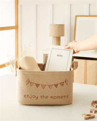 3lü Çocuk Odası Sevimli Aslan Jüt Keten Kumaş Sepet Set 1 Adet 24 x 17 x 14 / 1 Adet 30 x 21 x 18 / 1 Adet 33 x 40 cm