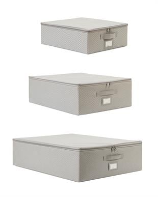 3lü Gri Balıksırtı Destekli Hurç Set 31 x 38 x 12 + 45 x 55 x 18 + 55 x 70 x 18 cm