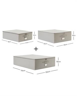 3lü Gri Balıksırtı Destekli Hurç Set 31 x 38 x 12 + 45 x 55 x 18 + 55 x 70 x 18 cm