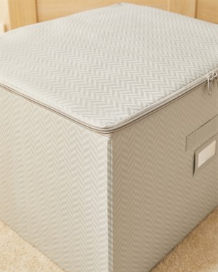 3lü Gri Balıksırtı Destekli Kutu Hurç Set 48 x 40 x 30 cm