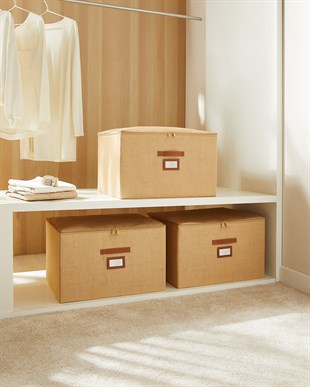 3lü Jüt Destekli Kutu Hurç Set 48 x 40 x 30 cm