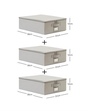 3lü Küçük Boy Gri Balıksırtı Destekli Hurç Set 31 x 38 x 12 cm