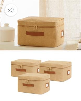 3'lü Küçük Boy Jüt Hurç Set 30 x 22 x 18 cm