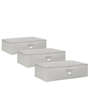 3lü Mega Boy Gri Balıksırtı Baza Altı Hurç Set 74 x 46 x 22 cm