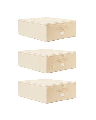 3lü Orta Boy Bej Balıksırtı Destekli Hurç Set 45 x 55 x 18 cm