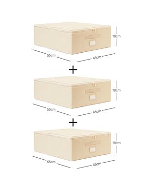 3lü Orta Boy Bej Balıksırtı Destekli Hurç Set 45 x 55 x 18 cm