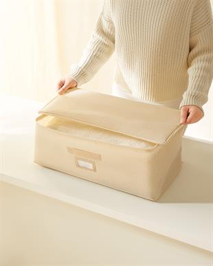 3lü Orta Boy Bej Balıksırtı Hurç Set 52 x 28 x 21 cm