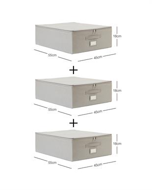 3lü Orta Boy Gri Balıksırtı Destekli Hurç Set 45 x 55 x 18 cm