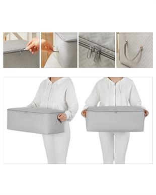 3lü Orta Boy Gri Balıksırtı Hurç Set 52 x 28 x 21 cm