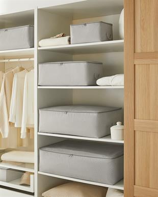 3lü Orta Boy Gri Balıksırtı Hurç Set 52 x 28 x 21 cm