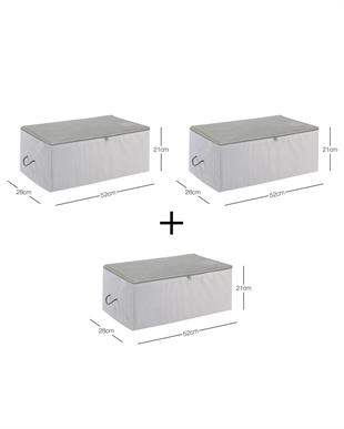 3lü Orta Boy Gri Çizgili Stuff & Things Hurç Set 52 x 28 x 21 cm