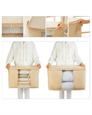 3lü Pvc Pencereli Bej Balıksırtı Hurç Set 1 Adet 60 x 43 x 35 / 2 Adet 45 x 40 x 30 cm 