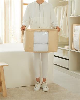 3lü Pvc Pencereli Bej Balıksırtı Hurç Set 1 Adet 60 x 43 x 35 / 2 Adet 45 x 40 x 30 cm 