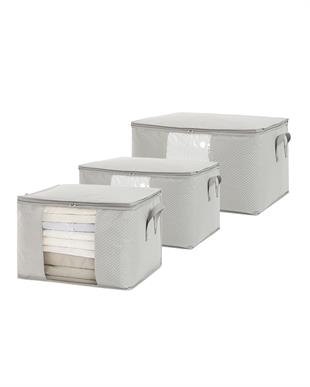 3lü Pvc Pencereli Gri Balıksırtı Hurç Set 1 Adet 60 x 43 x 35 / 2 Adet 45 x 40 x 30 cm