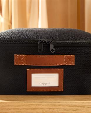 3lü Siyah Renk Jüt Destekli Kutu Hurç Set 31 x 38 x 12 cm