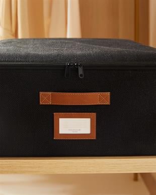3lü Siyah Renk Jüt Destekli Kutu Hurç Set 45 x 55 x 18 cm