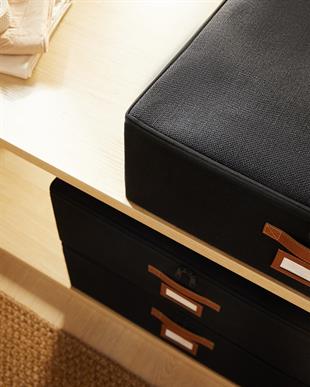 3lü Siyah Renk Jüt Destekli Kutu Hurç Set 55 x 70 x 18 cm