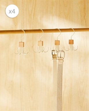 4lü 6 Kancalı Mat Beyaz Renk Kauçuk Kaplamalı Metal Çok Amaçlı Askı 14 x 7 cm
