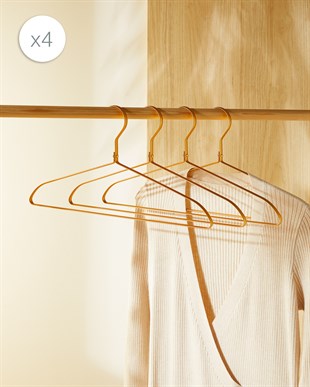4lü Altın Renk Metal Giysi Askısı 21.5 x 42 x 1 cm