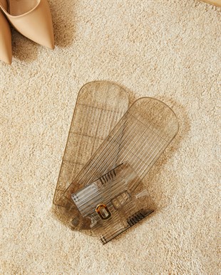 4lü Ayarlanabilir 3 Kademeli Şeffaf Antrasit Ayakkabı Düzenleyici 26 x 11.5 x 19.5 cm