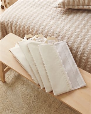 4lü Bej Renk Fileli Oxford Kumaş Ayakkabı Düzenleyici Taşıma Çantası Seti 22 x 40 x 9 cm