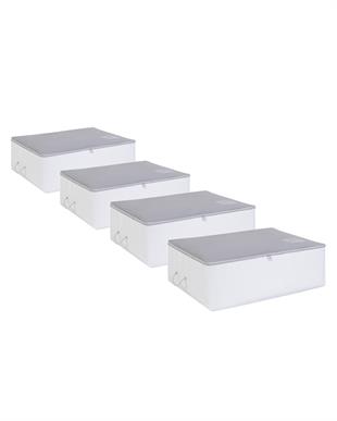 4lü Büyük Boy Gri Çizgili Stuff & Things Baza Altı Hurç Set 62 x 46 x 22 cm