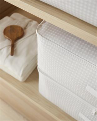 4lü Büyük Boy Gri Pötikare Baza Altı Hurç Set 62 x 46 x 22 cm