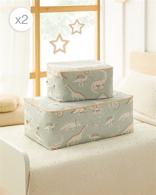 4lü Çocuk Odası Dinozor Hurç Set 2 Adet 30 x 22 x 18 / 2 Adet 52 x 28 x 21 cm