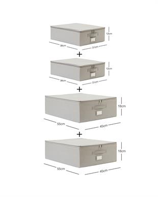 4lü Gri Balıksırtı Destekli Hurç Set 2 Adet 31 x 38 x 12 + 45 x 55 x 18 cm
