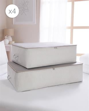 4lü Gri Renk Stuff & Things Baza Altı Hurç Set 2 Adet 62 x 46 x 22 / 2 Adet 74 x 46 x 22 cm
